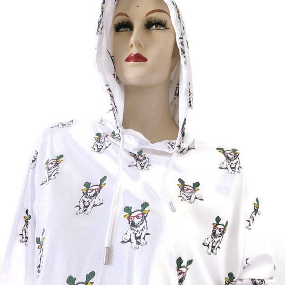 Denim and Flower Unisex Christmas Pup Long Sleeve T-shirt Hoody Size XL "EUC" - Picture 4 of 11